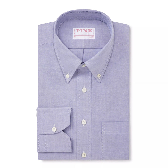 Blue Classic Fit Smart Casual Button Down Open Weave Oxford Shirt