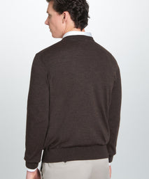 Chocolate Merino Wool Crew Neck Sweater