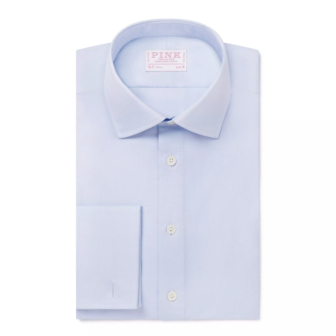 Pale Blue Slim Fit Double Cuff Royal Oxford Formal Shirt