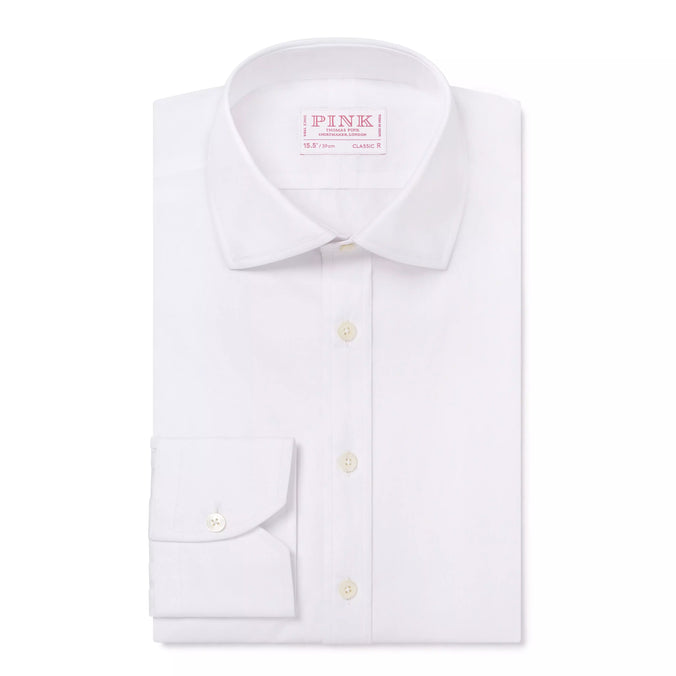 White Classic Fit Poplin Formal Shirt