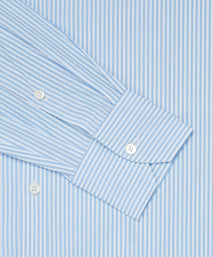 Pale Blue & White Classic Fit Core Poplin Bengal Stripe Formal Shirt