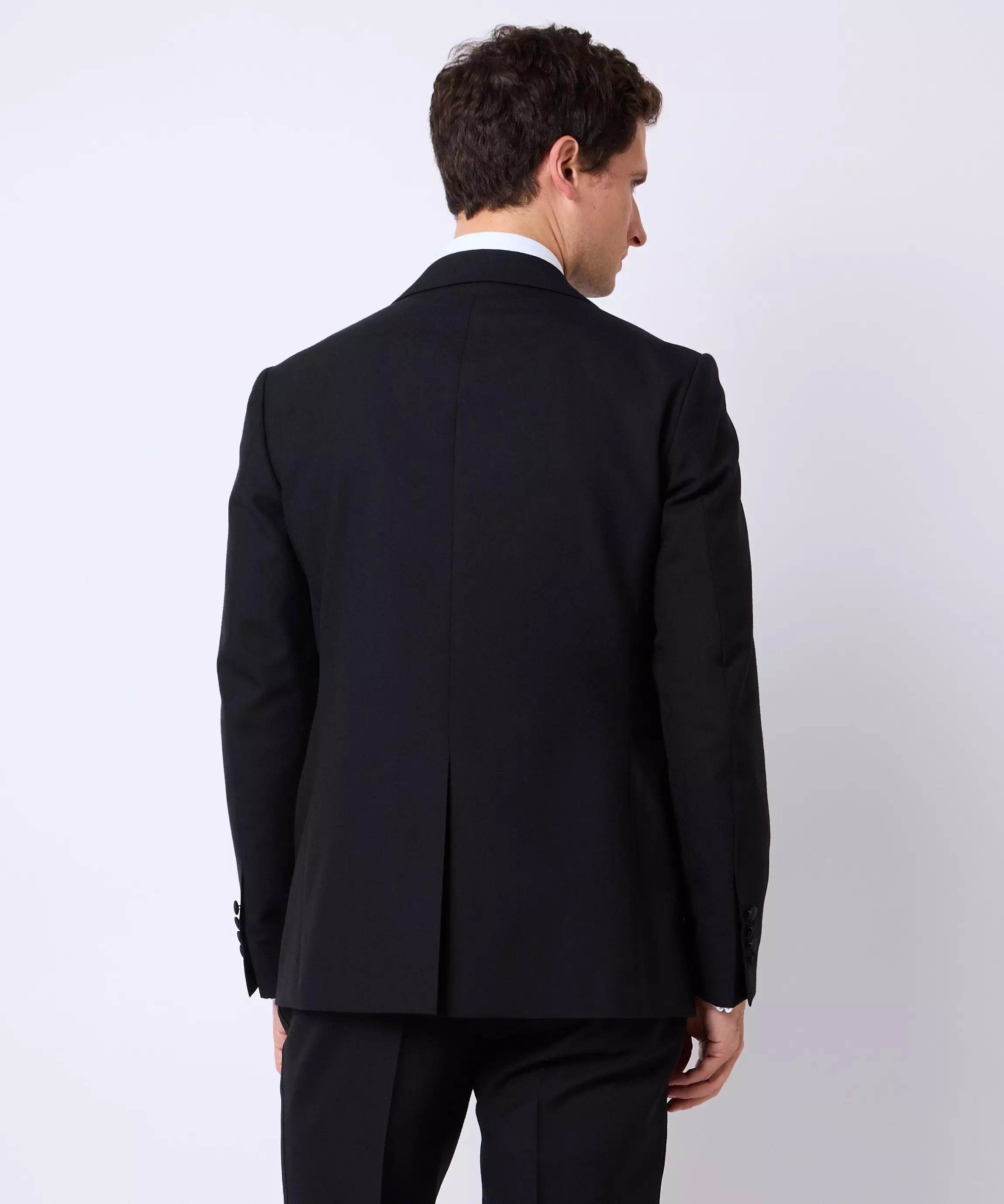 Black Tailored Fit Merino Wool Evening Jacket