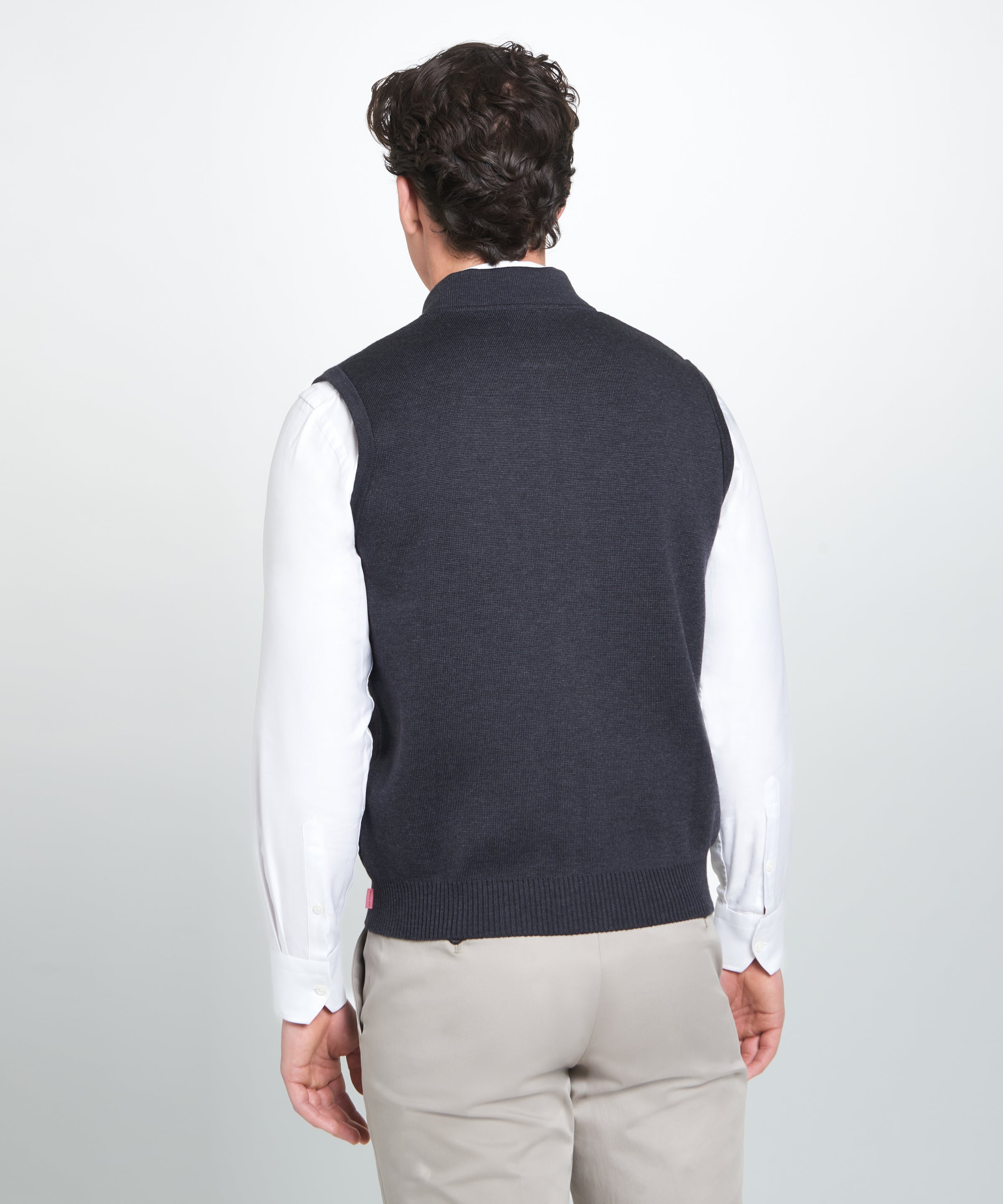 Grey Knitted Merino Wool Zipper Gilet