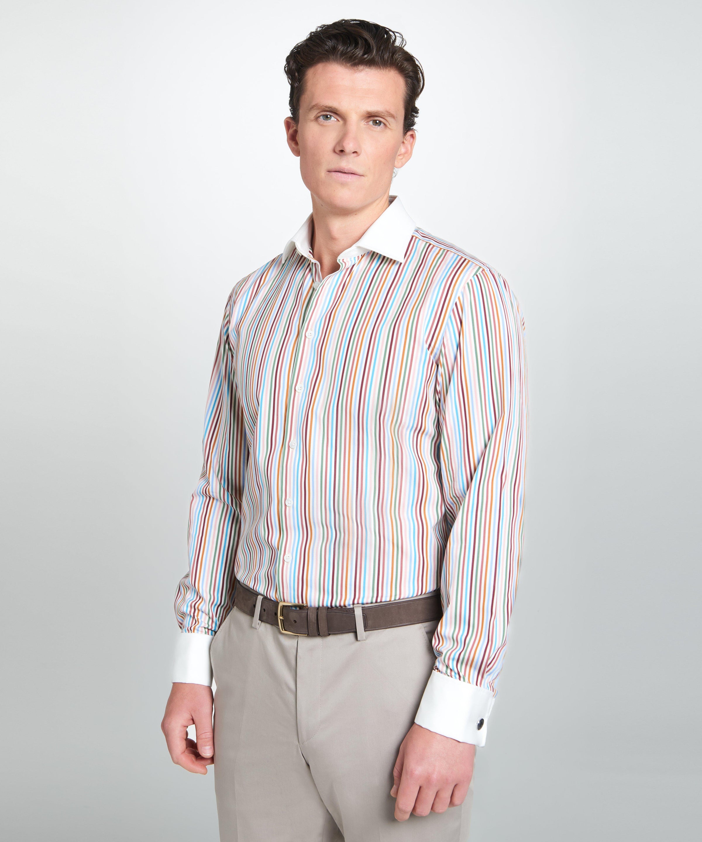 Multicolour Slim Fit Multi Bengal Stripe Formal Shirt