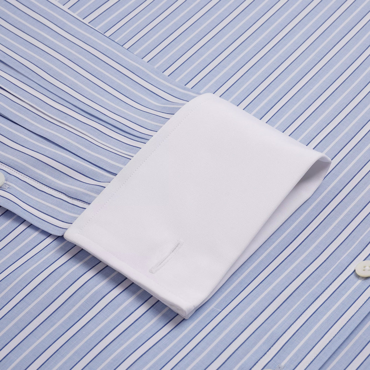 Pale Blue & Blue Classic Fit Double Cuff Bloomsbury Stripe Formal Shirt