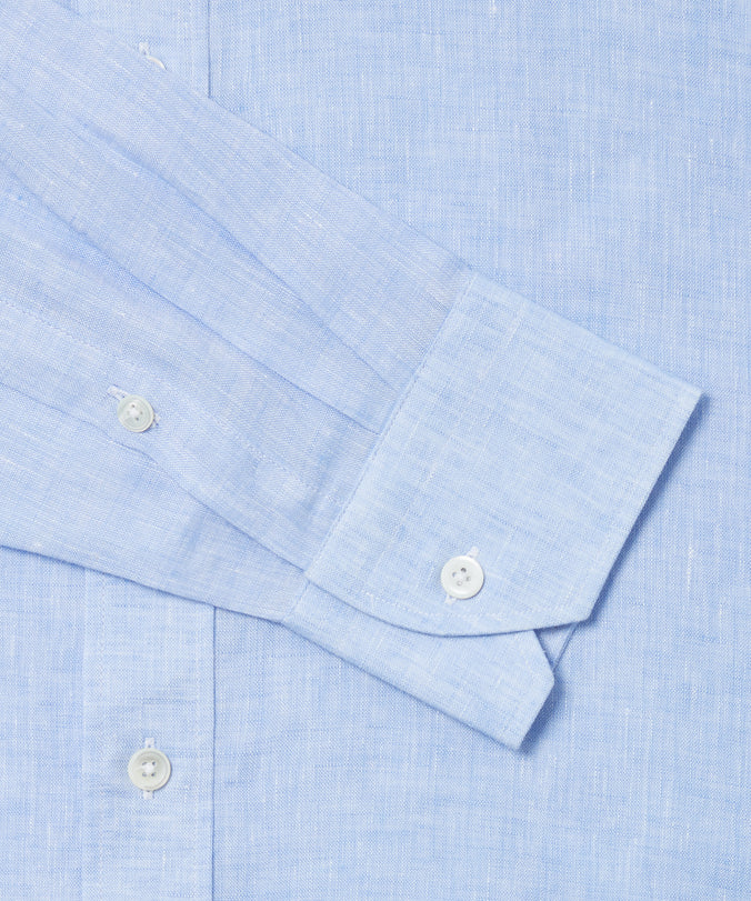 Pale Blue Tailored Fit Essential Linen Formal Shirt